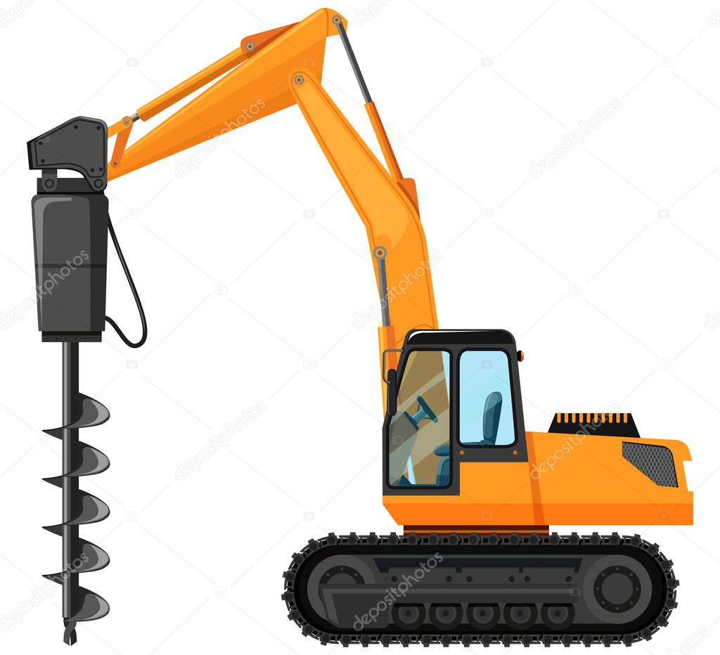Tractor with drill for digging hole