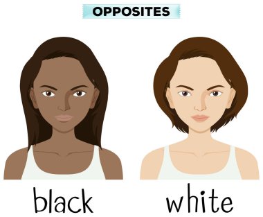 Opposite words for black and white clipart