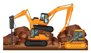 Sitede çalışan inşaat Araçlar