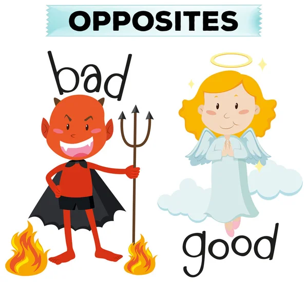 Opposite words with bad and good — Stock Vector
