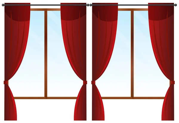 窓に赤のカーテン — ストックベクタ