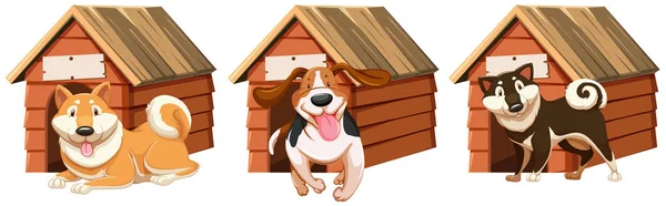 Perros en casa de madera — Archivo Imágenes Vectoriales