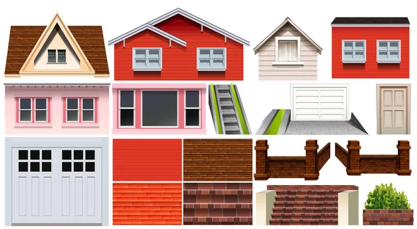 Různé konstrukce domu a dalších prvků domu — Stockový vektor