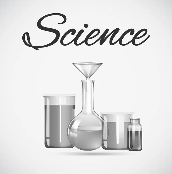 Наукові склянки з хімічною речовиною всередині — стоковий вектор