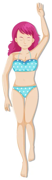 Flicka i blå bikini liggande — Stock vektor