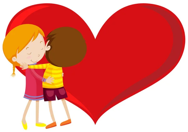 포옹 하는 아이 들과 함께 발렌타인 테마 — 스톡 벡터