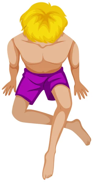 Hombre en pantalones cortos de natación púrpura — Vector de stock
