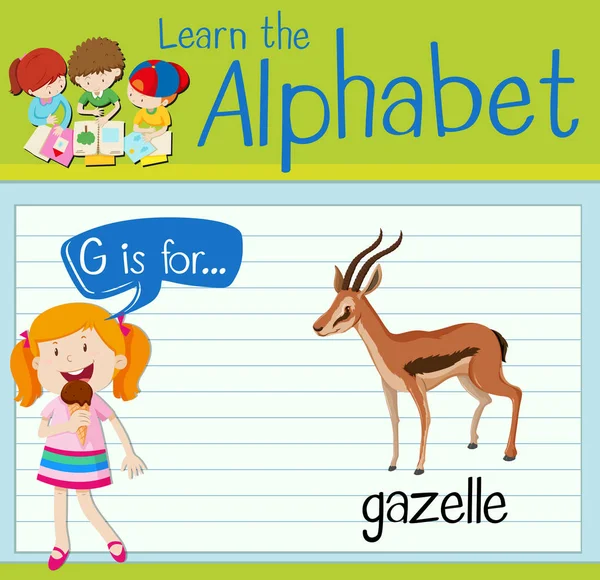 Flashcard letter G is voor gazelle — Stockvector