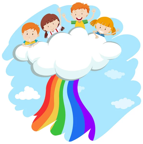 Bambini e arcobaleno colorato — Vettoriale Stock
