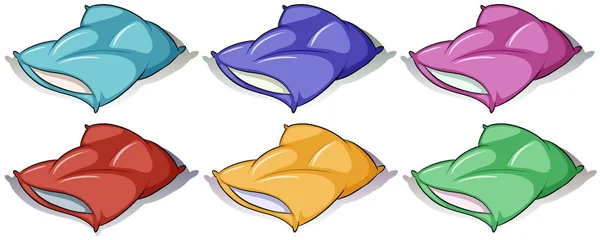 Almohadas en seis colores diferentes — Archivo Imágenes Vectoriales