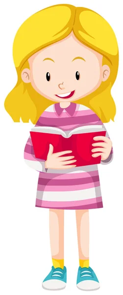 Happy girl reading book — Stock Vector