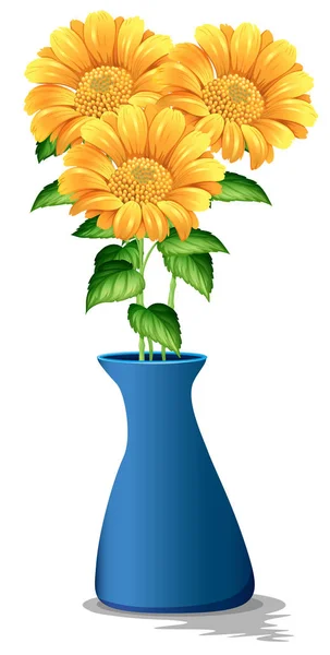 Sunflowers in blue vase — Stock Vector