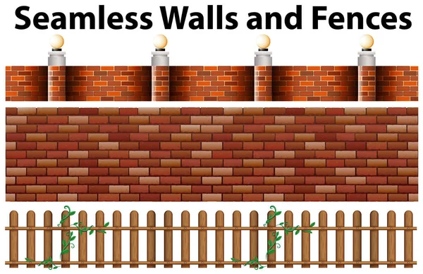 Design di pareti e recinzioni senza soluzione di continuità — Vettoriale Stock