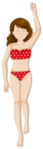 Vrouw in rode polkadots bikini — Stockvector
