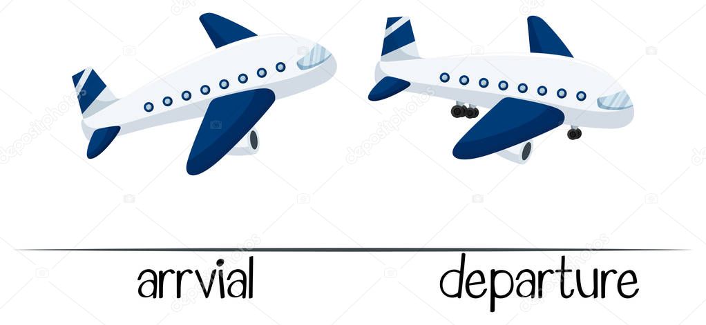 Opposite words for arrival and departure