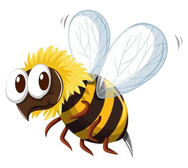 Beyaz arka plan üzerinde uçan arı