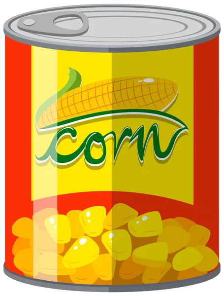 Maïs doux en boîte en aluminium — Image vectorielle