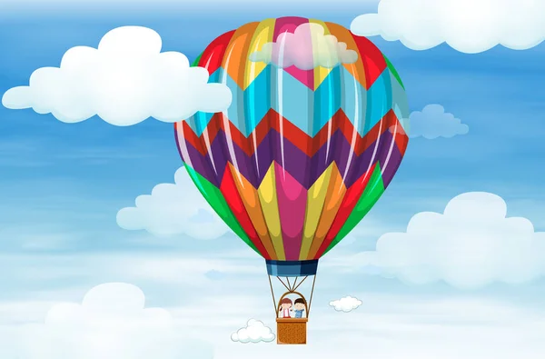Barn som rider på stor ballong — Stock vektor