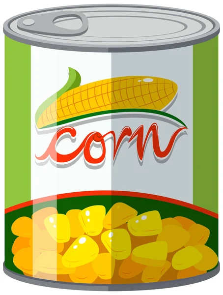 Maïs in aluminium blikje — Stockvector