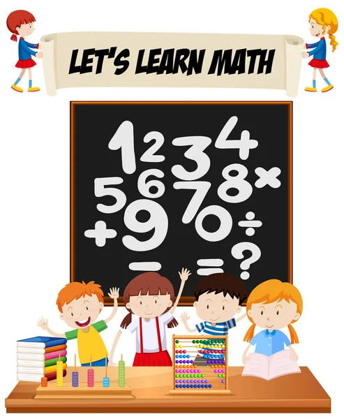 Students learning math in classroom — Stock Vector