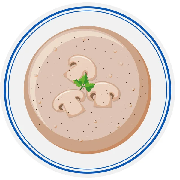 Sopa de champiñones en tazón — Vector de stock