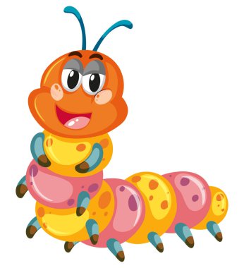 Renkli caterpillar beyaz arka plan üzerinde gülümseyen