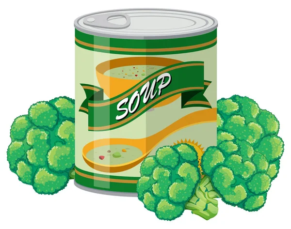 Brocolli soup in can — Stock Vector