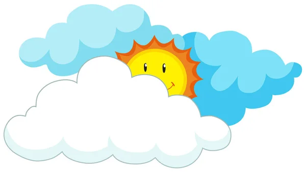 Happy sun behind the clouds — Stock Vector