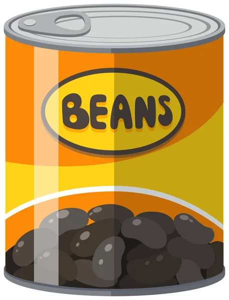 Black beans in aluminum can — Stock Vector