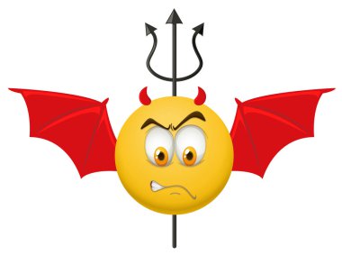 Şeytan karakteri kanatları ve silah ile