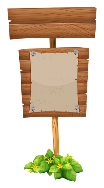 Порожній папір на дерев'яному знаку — стоковий вектор