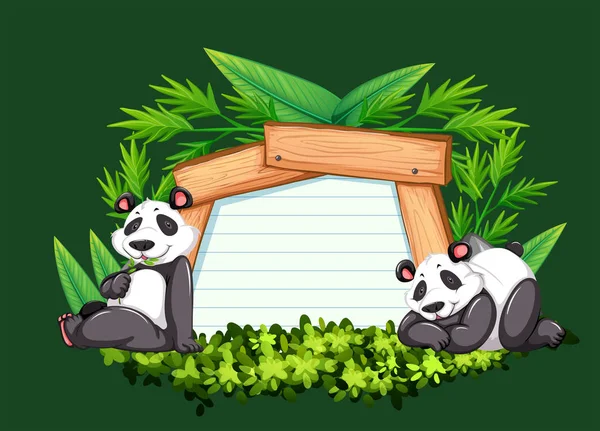 Rand sjabloon met twee panda 's — Stockvector