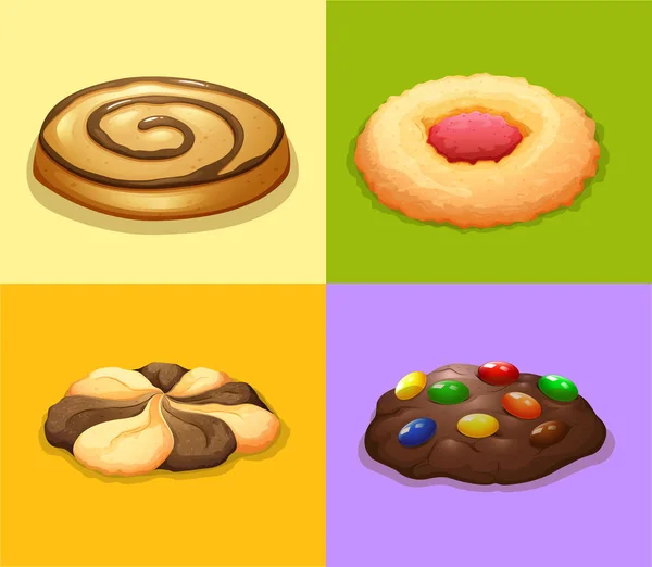 Four types of cookies — Stock Vector
