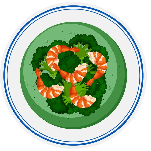 Brocolli soup with shrimps — Stock Vector