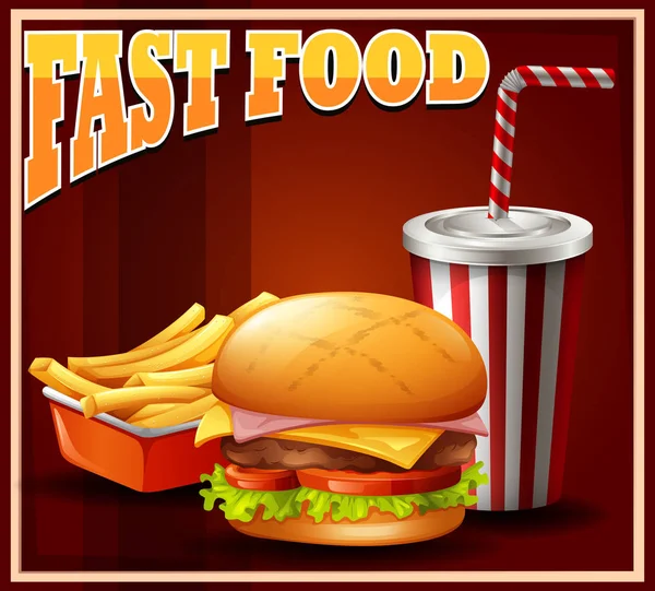 Juego de comida rápida en el cartel — Vector de stock
