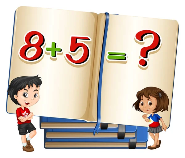 Problema de niños y matemáticas en el libro — Archivo Imágenes Vectoriales