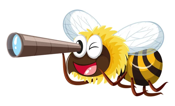 Pszczoła, patrząc przez teleskop — Wektor stockowy