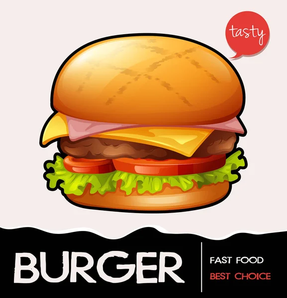 Χάμπουργκερ στην αφίσα fastfood — Διανυσματικό Αρχείο
