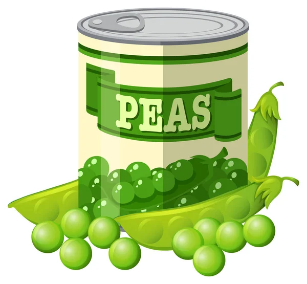 Green peas in can — Stock Vector