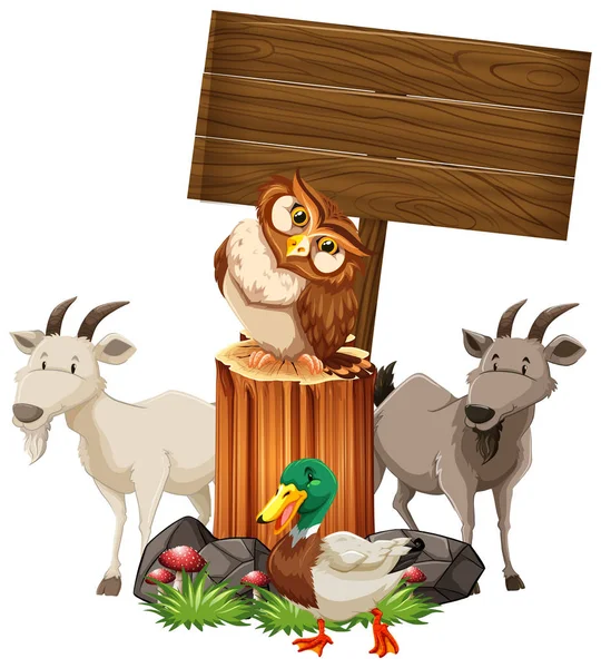Zvířata od Dřevěná Cedulka — Stockový vektor