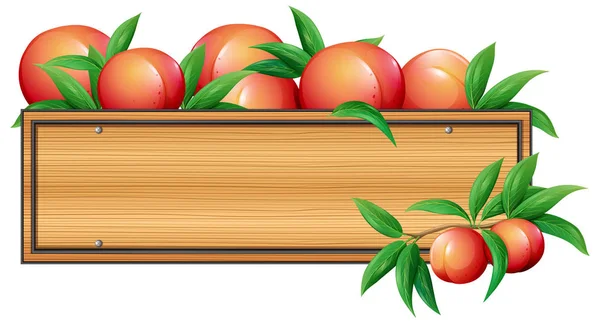 Templat papan kayu dengan persik - Stok Vektor