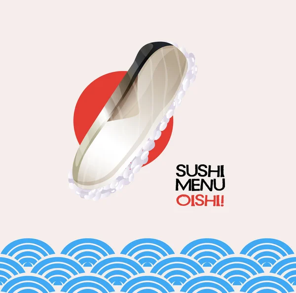 与海洋背景海报上的寿司菜单 — 图库矢量图片