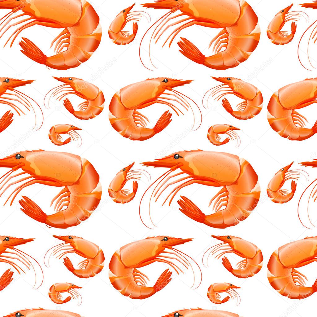 Seamless background design with shrimps