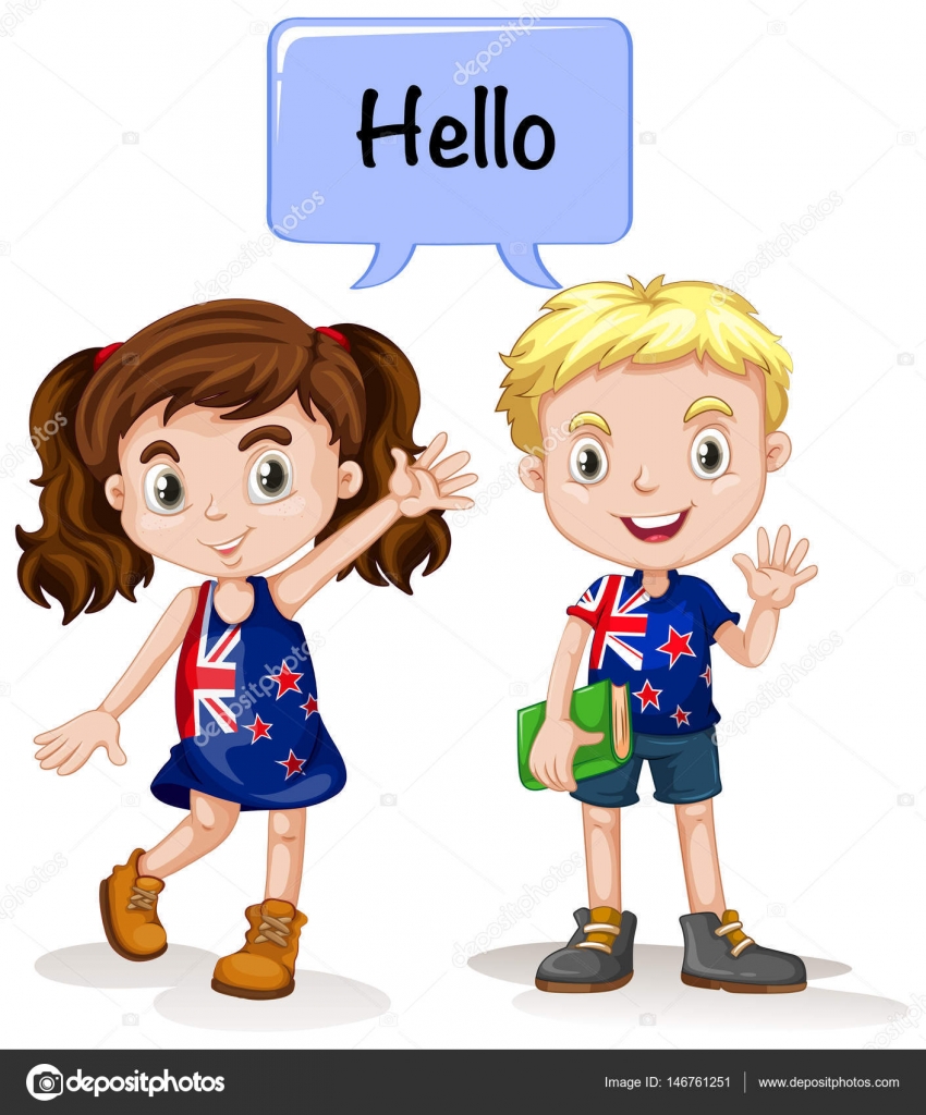 Australiano chico y chica diciendo hola vector, gráfico vectorial - Audio De Chica Diciendo Hola Como Estas