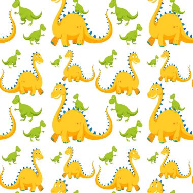 Sarı ve yeşil dinozorlar ile sorunsuz arka plan