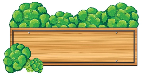 Wooden sign with broccoli on top — Stock Vector