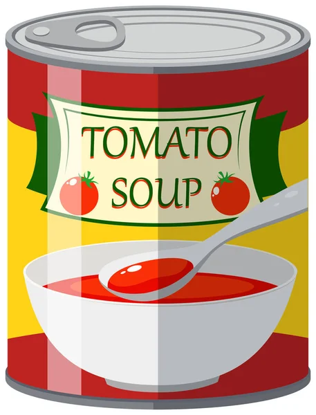 Tomato soup in aluminum can — Stock Vector