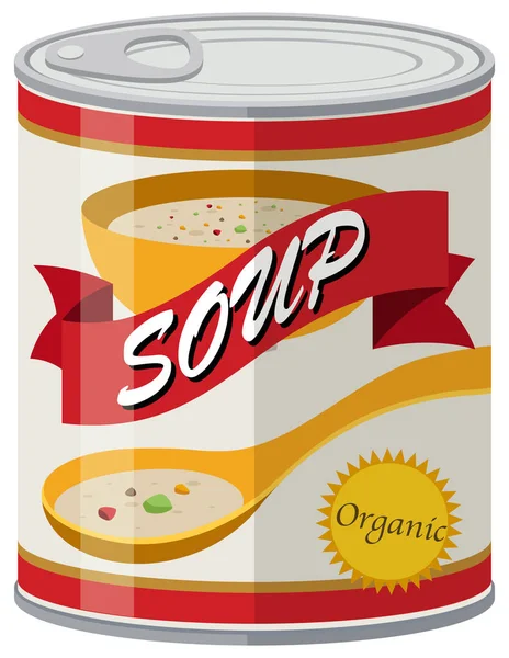 Organic soup in aluminum can — Stock Vector