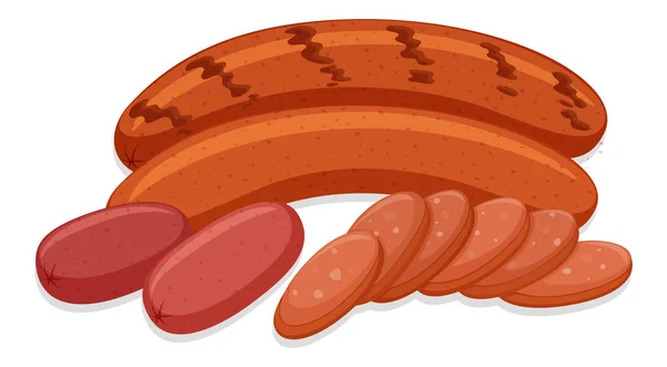 Different types of sausages — Stock Vector