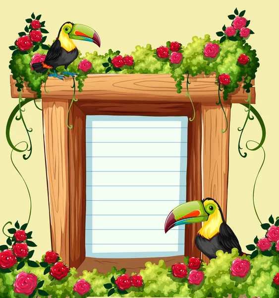 Frame mall med toucan och blommor — Stock vektor